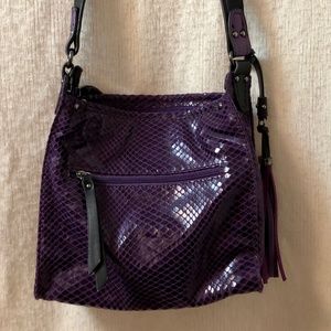 NWOT Sondra Roberts - Embossed Leather Light Weight Bag in purple